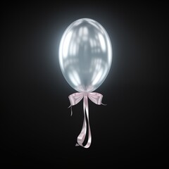 Decorative White transparent balloon on black background. AI generated