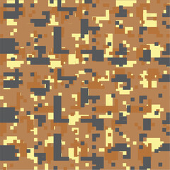 Military camouflage with pixel patterns. Blue seamless pixel camo. Army and hunting camouflage ornament.