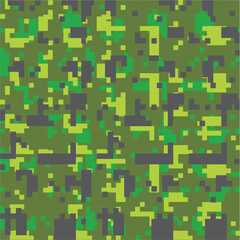 Military camouflage with pixel patterns. Blue seamless pixel camo. Army and hunting camouflage ornament.