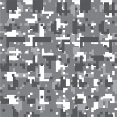 Military camouflage with pixel patterns. Blue seamless pixel camo. Army and hunting camouflage ornament.