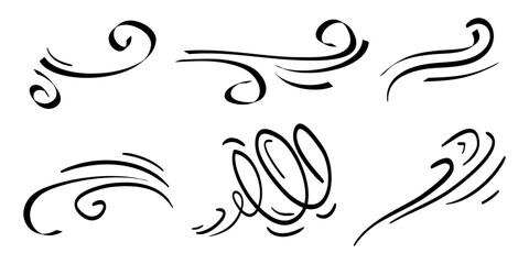 doodle wind  blow, gust design isolated on white background. vector hand drawn illustration