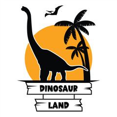 Brachiosaurus Sauropod Dinosaur Silhouette for T Shirt Print © Hanum Creative
