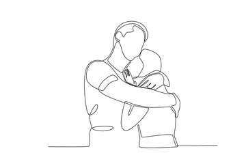 As if a lover hugs with love. National hugging day one-line drawing