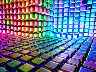 Obraz premium 光り輝く分解されたカラフルな立方体