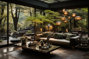 luxury Mountain villa living room interior