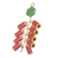Chinese New Year Firecrackers Celebration ,Traditional Icon for Lunar Festival. 3D Render