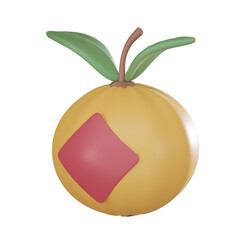 Mandarin Oranges 3D Icon for Chinese New Year Celebration, Traditional Symbol of Luck and Prosperity. 3D render illustration.