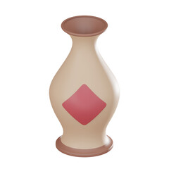 Chinese Vase 3D icon, Celebrating Lunar New Year with Decorative Object, Cultural Icon for Festive Decorations 3D render.