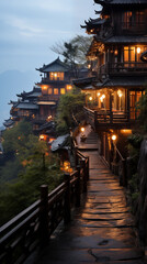 chinese temple at night