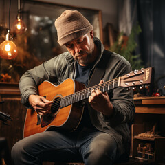Obraz premium person playing guitar