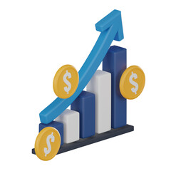 Financial Performance, Growth Chart for Market Analysis. 3D render.