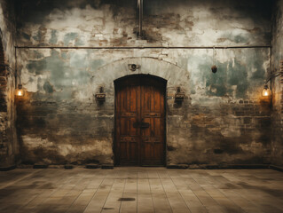 old door in old abandoned house - obrazy, fototapety, plakaty