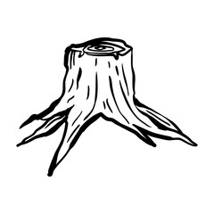 wooden log cut hand drawn