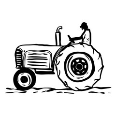 tractor hand drawn