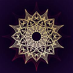 Decorative golden pattern of lines. Laser cutting of a pattern in a circle. Vector ornament, design, decoration, composition.