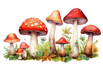 watercolor mushrooms painting Hand-drawn watercolor mushrooms