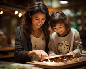 Fototapeta premium mother and child Reading at home