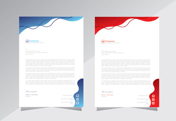 abstract creative letterhead design with waves. red and blue color abstract waves design, 