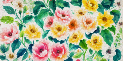 Beautiful elegant oil painting floral illustration