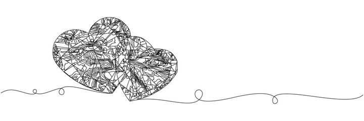 Illustration lineart of couple heart shape of vector