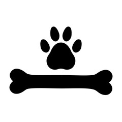 paw print icon with bone icon for graphic and web design