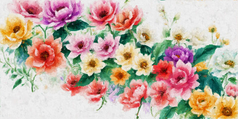 Beautiful elegant oil painting floral illustration