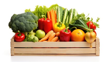 One Box of Vegetables with a Isolated White Background
