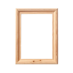 wooden picture frame isolated on a transparent background, wood or timber vertical rectangle photo frame PNG mockup
