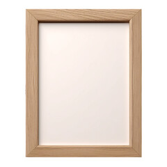 wooden picture frame with white space for photo isolated on a transparent background, wood or timber vertical rectangle photo frame PNG mockup