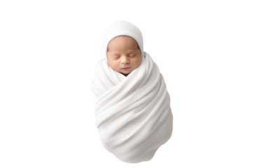 Newborn baby happy over, isolated on transparent background.