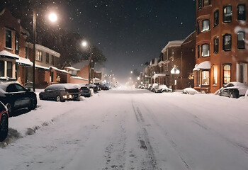 Beautiful winter night in the old town.