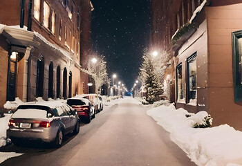 Beautiful winter night in the old town.