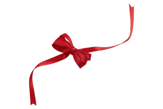 Red ribbon isolated on transparent background. PNG format