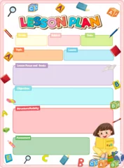 Keuken foto achterwand Happy Girl on Lesson Plan: Colorful Template © GraphicsRF