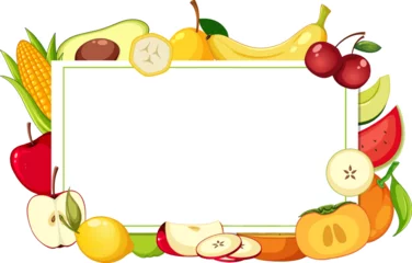 Deurstickers Colorful Fruits Border Illustration on Frame © GraphicsRF