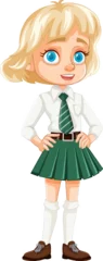 Tuinposter Smiling Teen Girl in Beautiful Blonde Short Hair © GraphicsRF