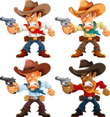 Fotobehang Angry Cowboy with Gun: Cartoon Character Set © GraphicsRF