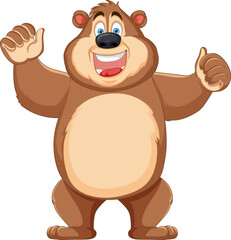 Cheerful Happy Bear Cartoon Character Illustration