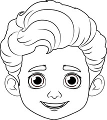 Boy Head Outline for Colouring