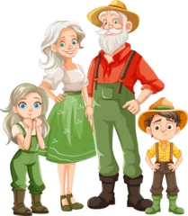 Foto op Plexiglas Joyful Farmer Family in Vector Cartoon Style © GraphicsRF