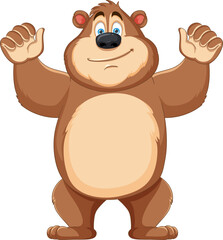 Cheerful Happy Bear Cartoon Character