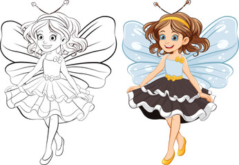 Fantasy Fairy Cartoon Character in Princess Party Outfit