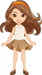 Beautiful Woman Cartoon Character in Mini Skirt Dress