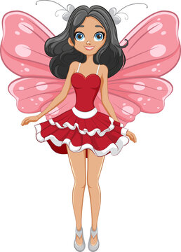 Enchanting Fairy Cartoon Character with Butterfly Wings Flying