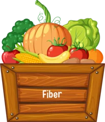 Foto op Plexiglas Colorful Wooden Crate Filled with Fresh Fruits and Vegetables © GraphicsRF