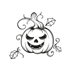 pumpkin halloween silhouette line art coloring design