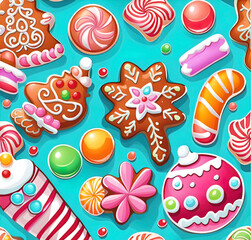Naklejka premium Warm and delicious homemade Christmas gingerbread, a festive treat for Christmas.