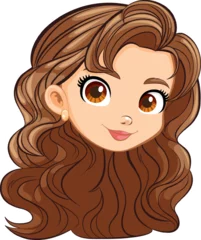Foto op Plexiglas Beautiful Woman with Long Hair: Vector Cartoon Illustration © GraphicsRF