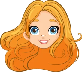 Rolgordijnen Smiling Woman with Big Eyes and Long Orange Hair © GraphicsRF