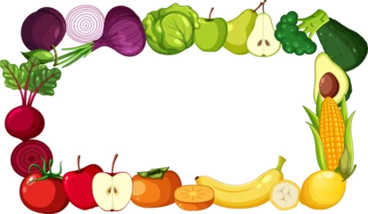 Foto op Plexiglas Colorful Fruit and Vegetable Frame Border © GraphicsRF